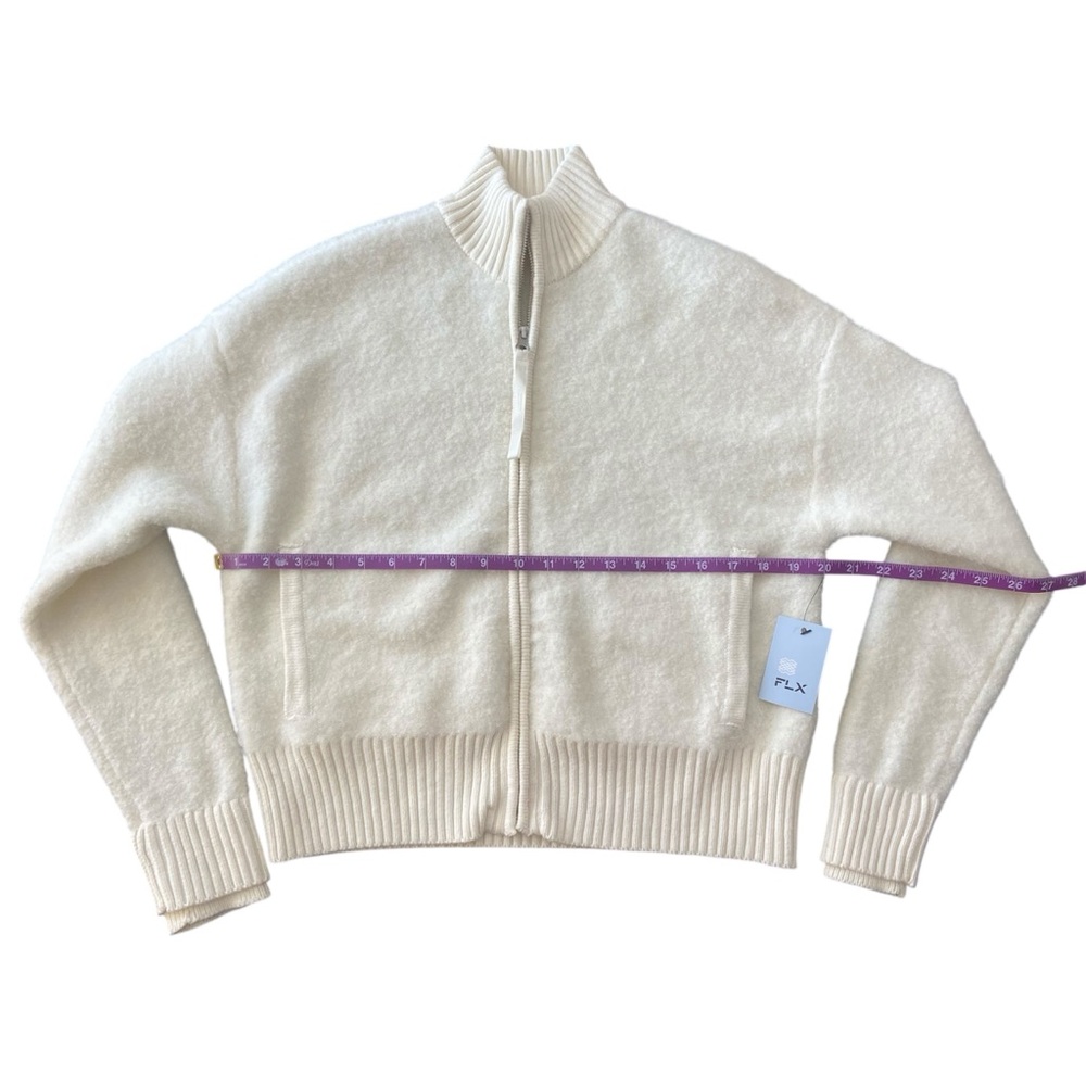 NWT FLX Wool Natural Fiber Cozy Winter White Zip Jacket Women’s Size XS - Picture 9 of 10